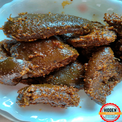 aam ka sukha achar, dried manog pickle